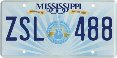 MS license plate ZSL488