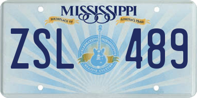 MS license plate ZSL489