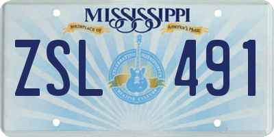 MS license plate ZSL491