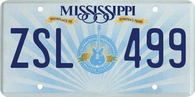 MS license plate ZSL499