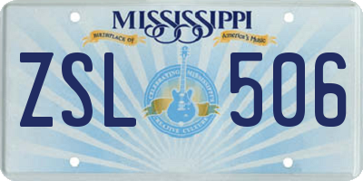 MS license plate ZSL506