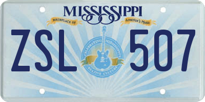MS license plate ZSL507