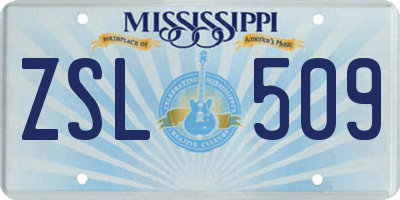MS license plate ZSL509