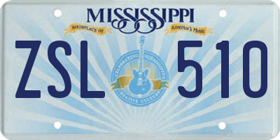 MS license plate ZSL510