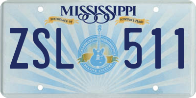 MS license plate ZSL511