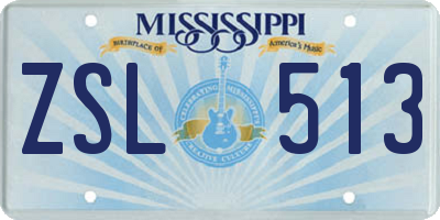 MS license plate ZSL513