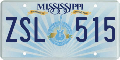 MS license plate ZSL515