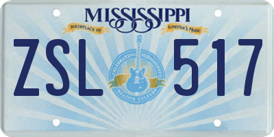 MS license plate ZSL517