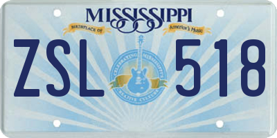 MS license plate ZSL518