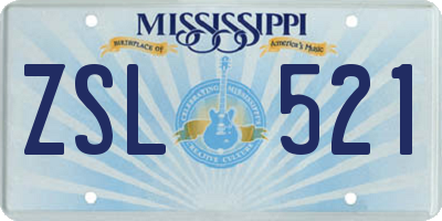 MS license plate ZSL521