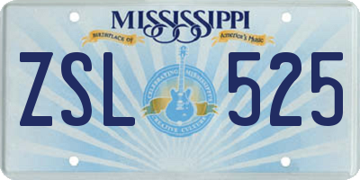 MS license plate ZSL525