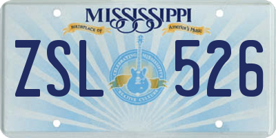 MS license plate ZSL526