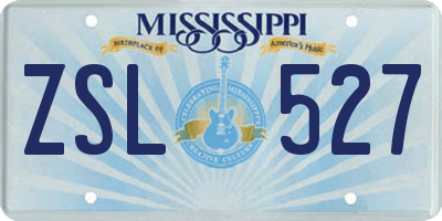 MS license plate ZSL527