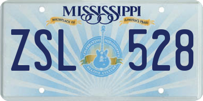 MS license plate ZSL528