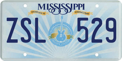 MS license plate ZSL529