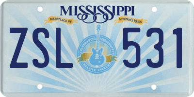 MS license plate ZSL531