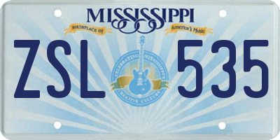 MS license plate ZSL535