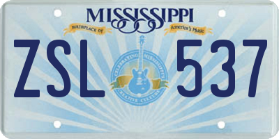 MS license plate ZSL537