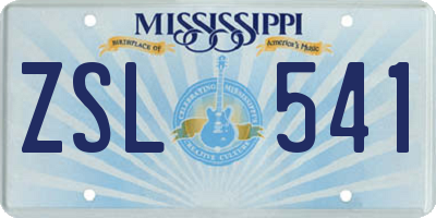MS license plate ZSL541