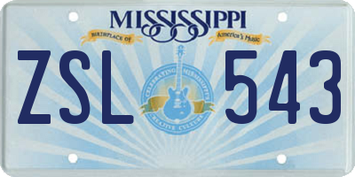 MS license plate ZSL543