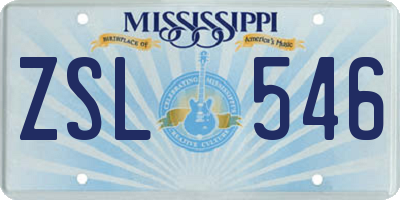 MS license plate ZSL546