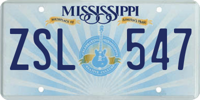 MS license plate ZSL547