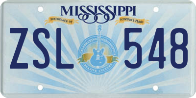 MS license plate ZSL548