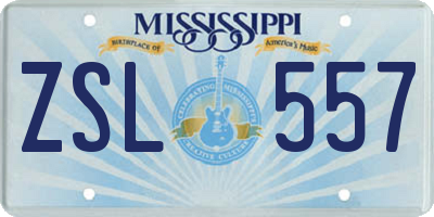 MS license plate ZSL557
