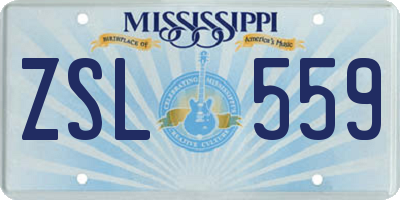 MS license plate ZSL559