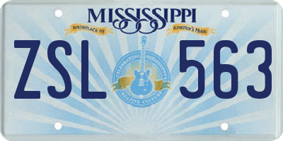 MS license plate ZSL563