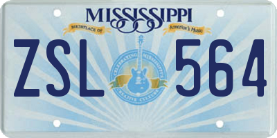 MS license plate ZSL564