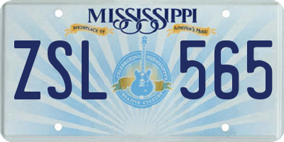 MS license plate ZSL565