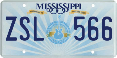 MS license plate ZSL566