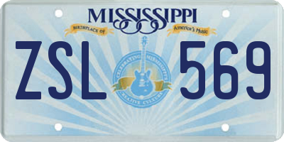 MS license plate ZSL569