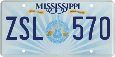 MS license plate ZSL570