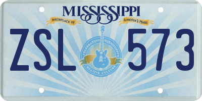 MS license plate ZSL573