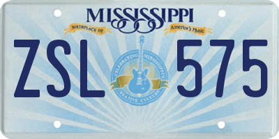 MS license plate ZSL575