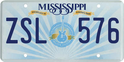 MS license plate ZSL576