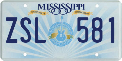 MS license plate ZSL581