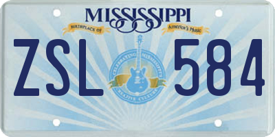 MS license plate ZSL584