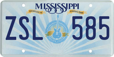 MS license plate ZSL585