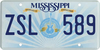 MS license plate ZSL589