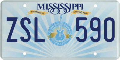 MS license plate ZSL590