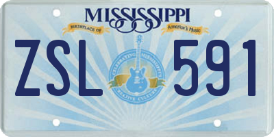 MS license plate ZSL591