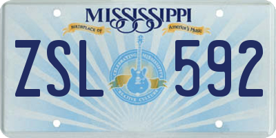 MS license plate ZSL592