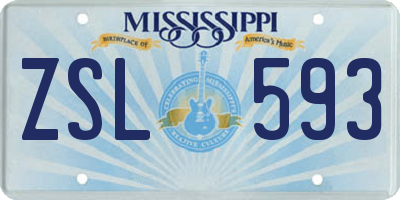 MS license plate ZSL593