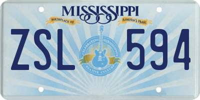 MS license plate ZSL594