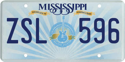 MS license plate ZSL596