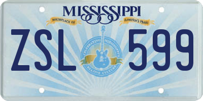 MS license plate ZSL599