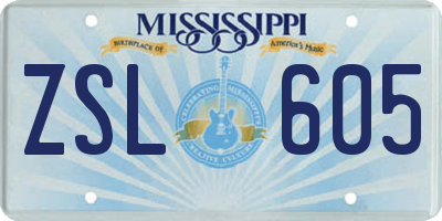 MS license plate ZSL605